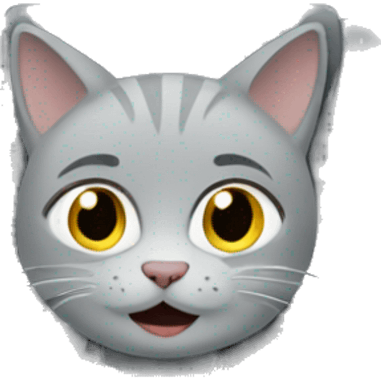 Grey cat driving inside a bus emoji