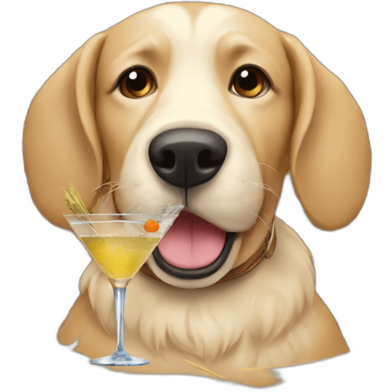 Dog with hay drinking a martini emoji