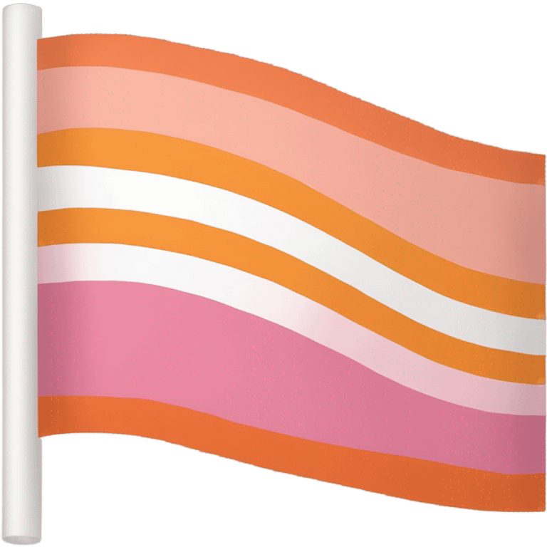 lesbian pride flag with seven horizontal stripes: dark orange, orange, light orange, white, pink, dusty pink, and dark rose. emoji