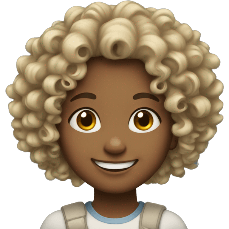 Smiling girl with a curly hair  emoji