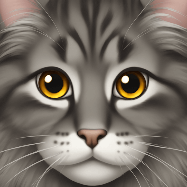 Norwegian Forest cat with brown eyes and dark grey fur emoji