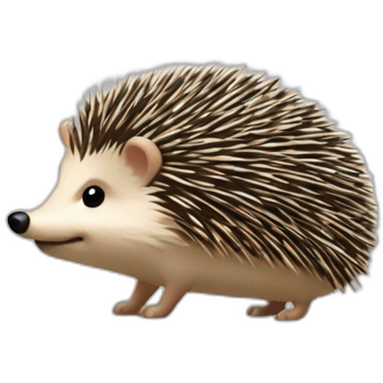 Hedgehog salt and pepper quills one black ear one white ear full body emoji