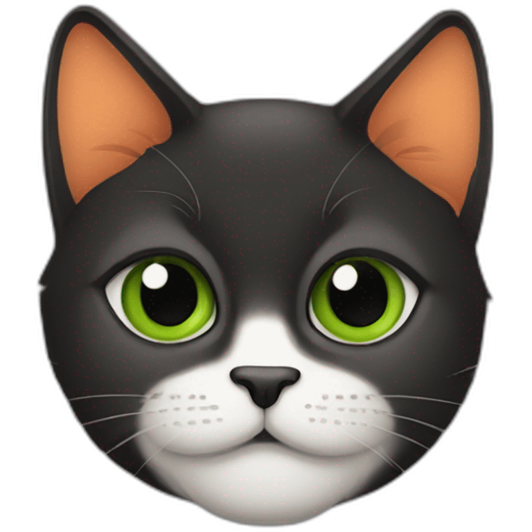 Gata negra con manchas naranjas y ojos verdes emoji