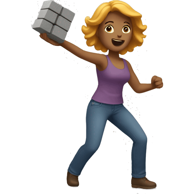 Woman tossing brick emoji