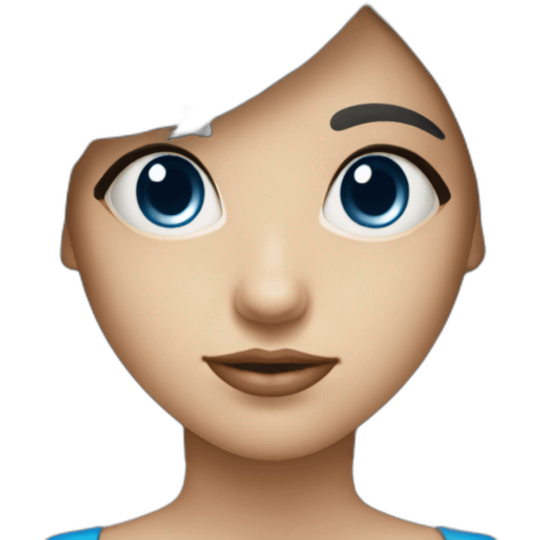 Fille aux yeux bleu brune avec une frange emoji