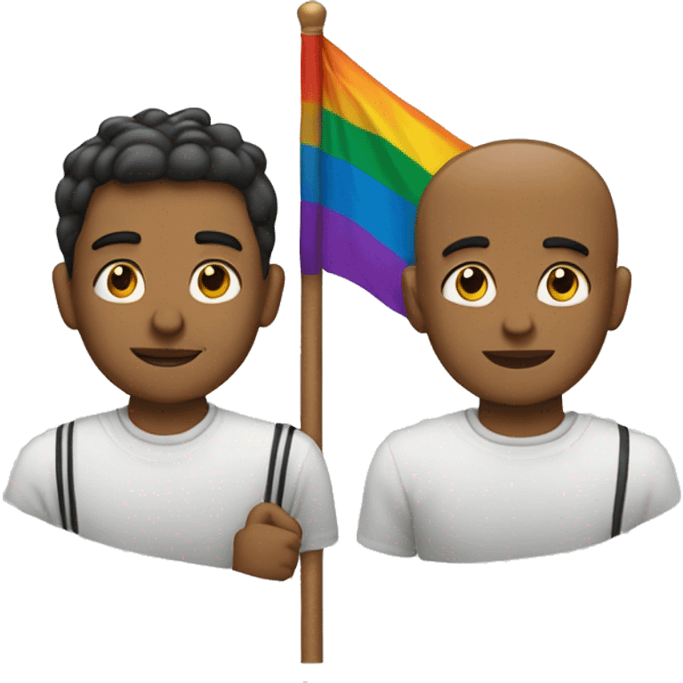 Two mens with pride flag emoji