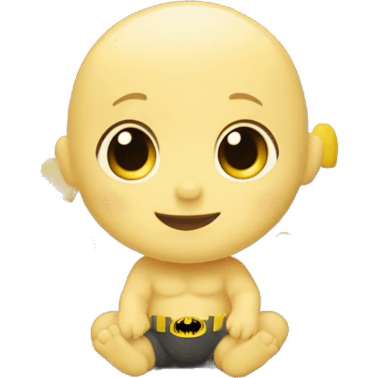 Baby of Batman with 6 small size, yellow color hearts around him emoji