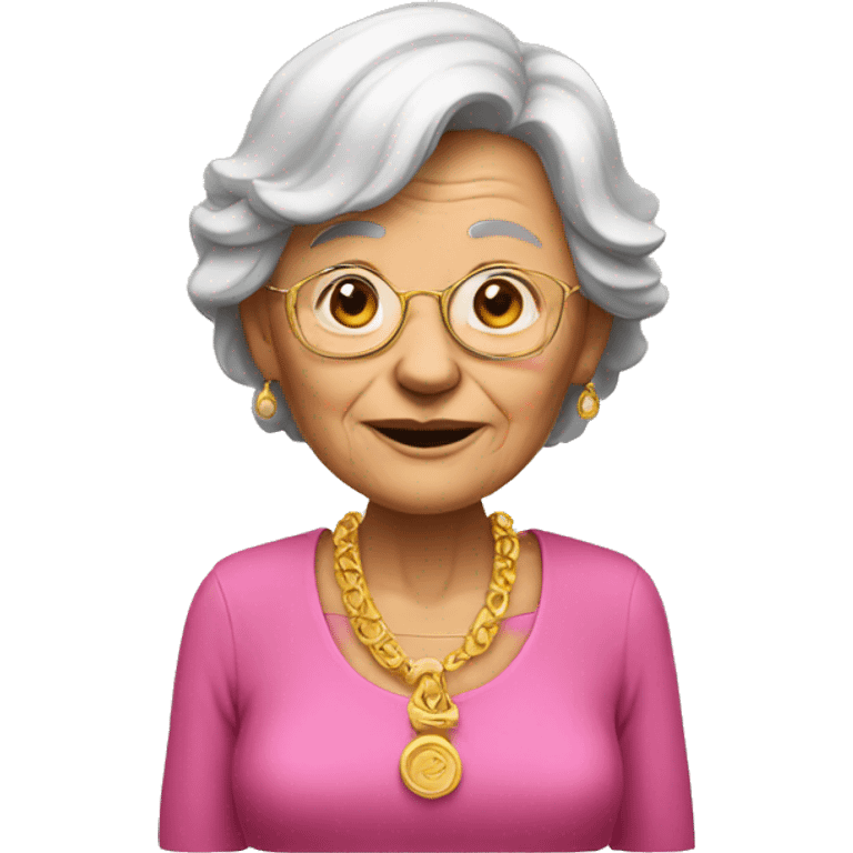 old woman with gold and pink shirt emoji