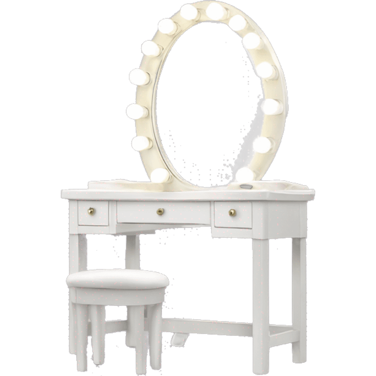 white vanity with hollywood light mirror  emoji