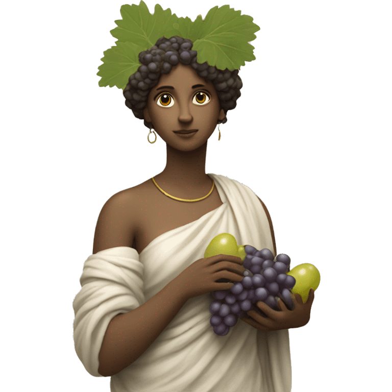 Greek Sappho holds a bunch of grapes in her hand emoji