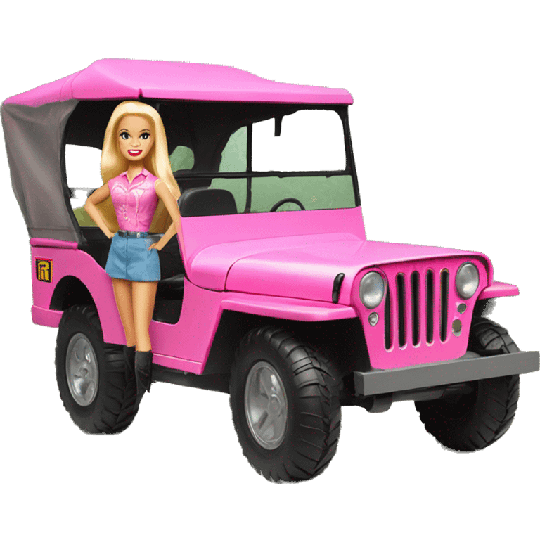 Fun size Barbie jungle tour 1942 Willy’s pink jeep  emoji