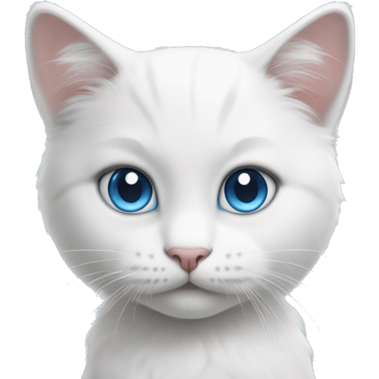 cute white cat with big blue eyes and some grey on the body  emoji