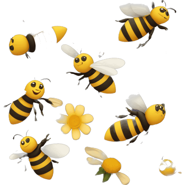 bees flying around flowers emoji