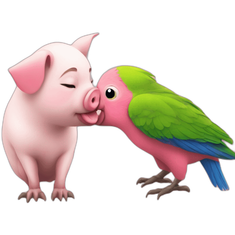 pig kiss parrot emoji