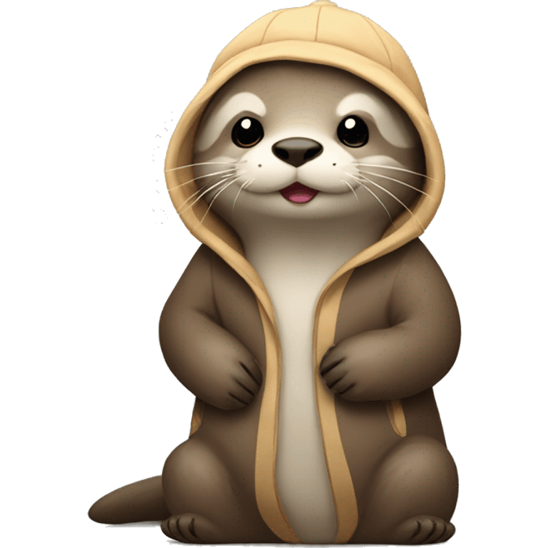 Otter with pijama and pijama hat tucked in and ready to sleep emoji