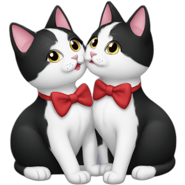 Tuxedo Cats kissing each other emoji