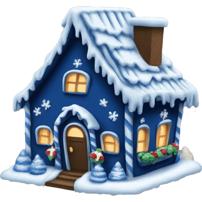 Cosy dark blue gingerbread house  emoji