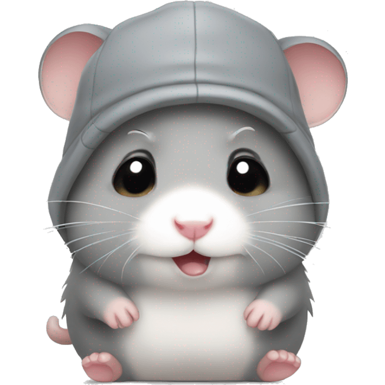 grey hamster wearing beanie crying emoji