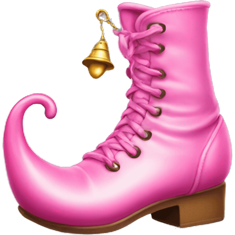 Realistic isolated pink elf shoes with bells. emoji