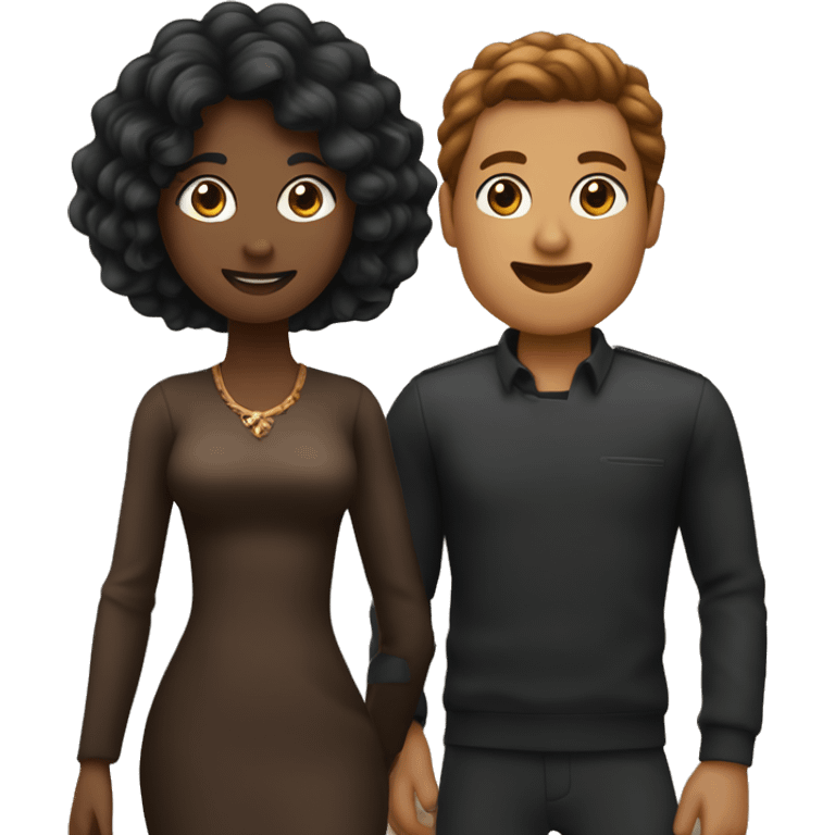 Femme cheveux noir se marie avec un homme avec cheveux marron emoji