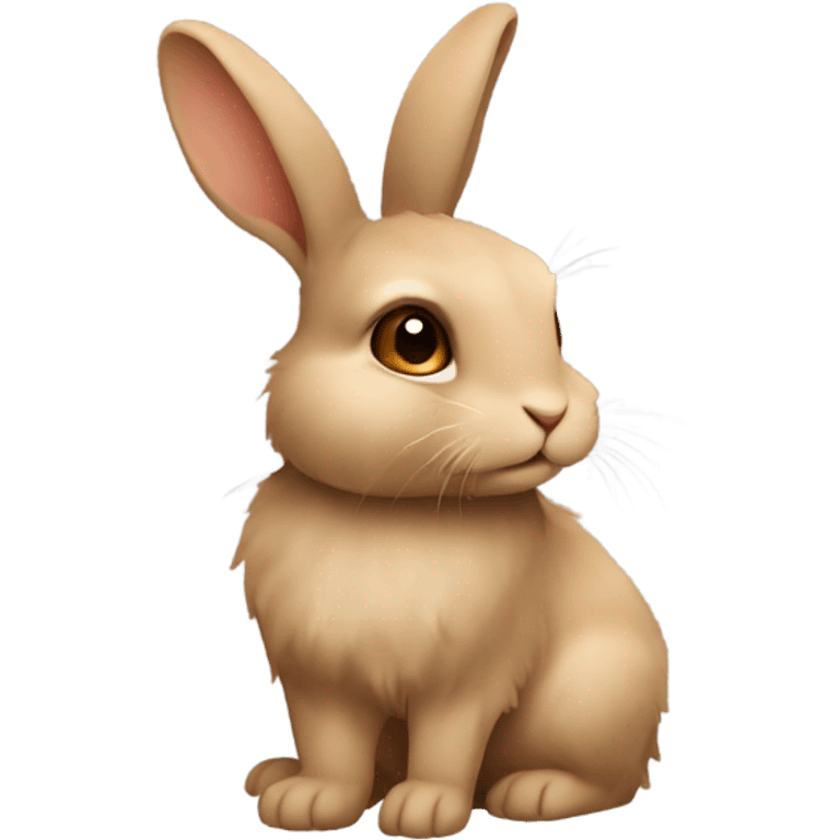 Cute fluffy fully light brown rabbit with dark brown eyes and normal upright ears emoji