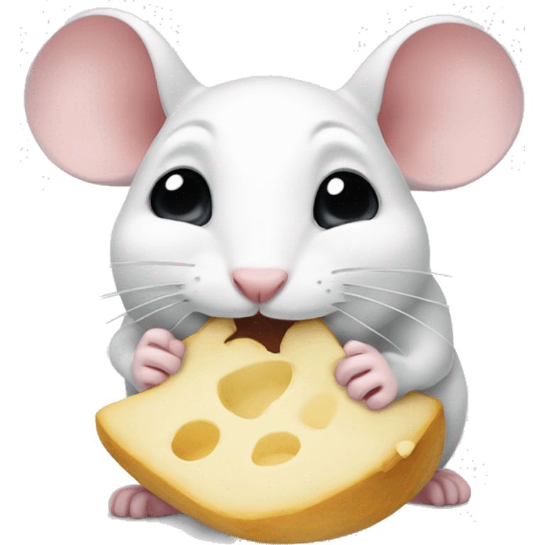 Cute white mouse munching emoji