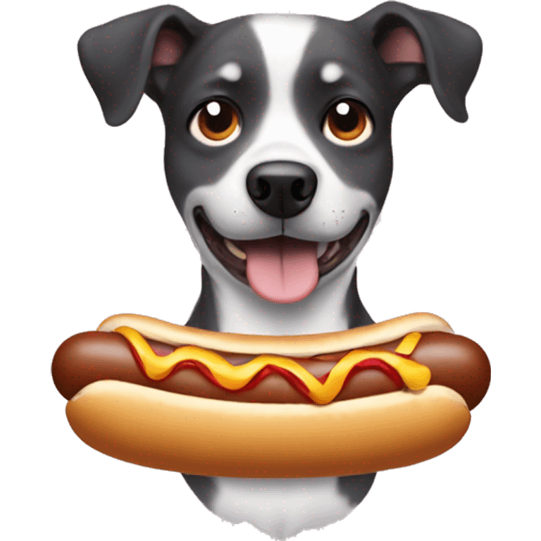 Dog eating a hot dog emoji