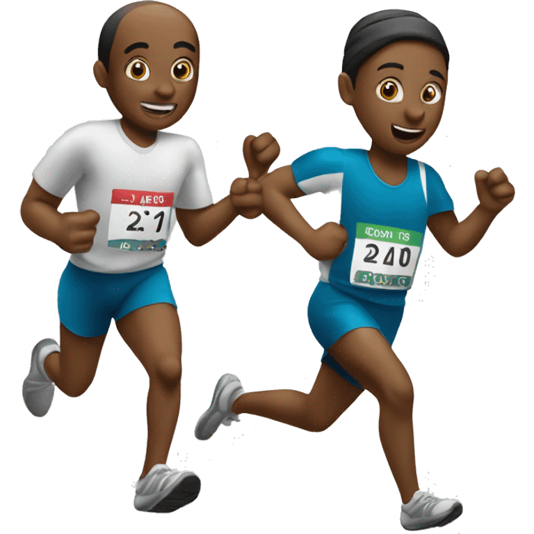 Two runners doing the relay race with a stick emoji