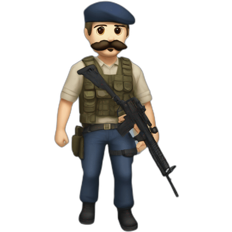 French Counter-Strike character with beret, beard, and baguette in hand, featuring a French mustache style emoji