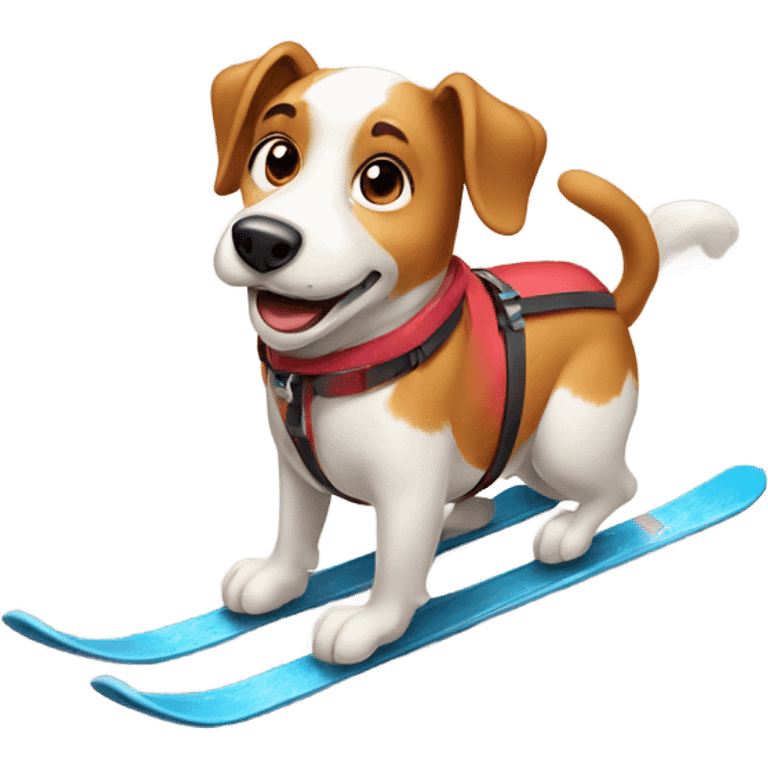 A dog skiing emoji