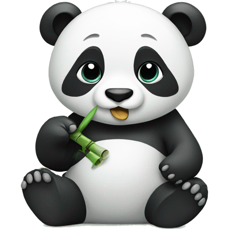 Panda eating bamboo emoji