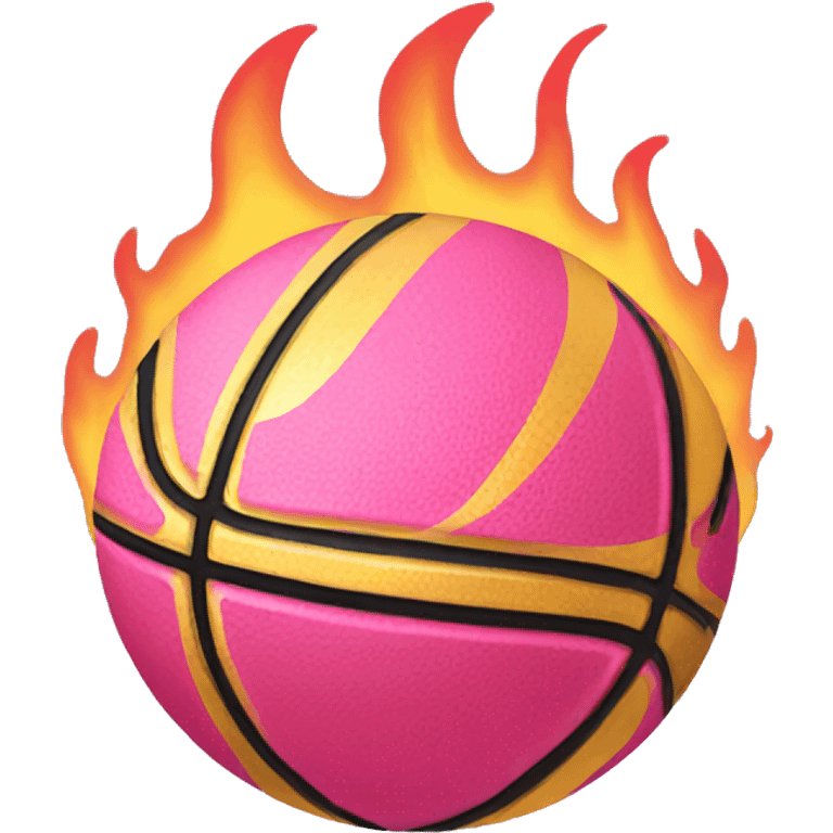 Gold basketball pink flame emoji