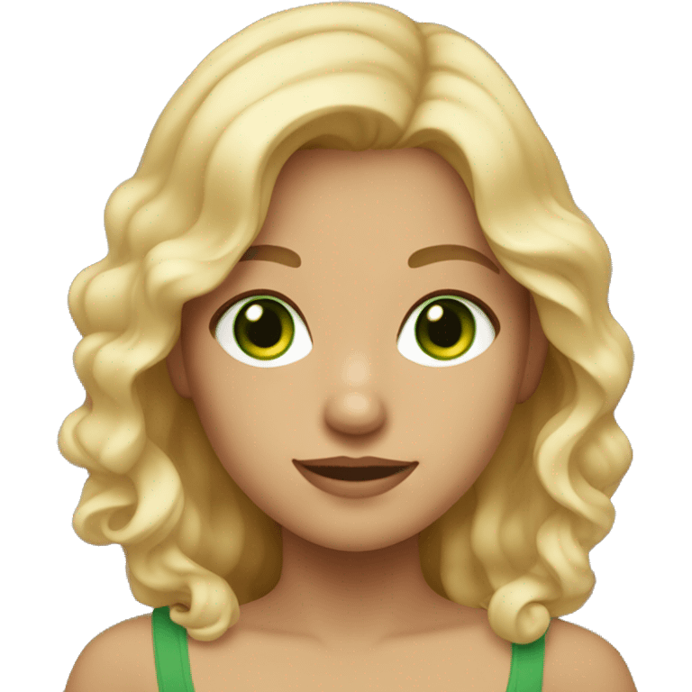 girl with tanish skin, green eyes, and wavy blonde hair emoji