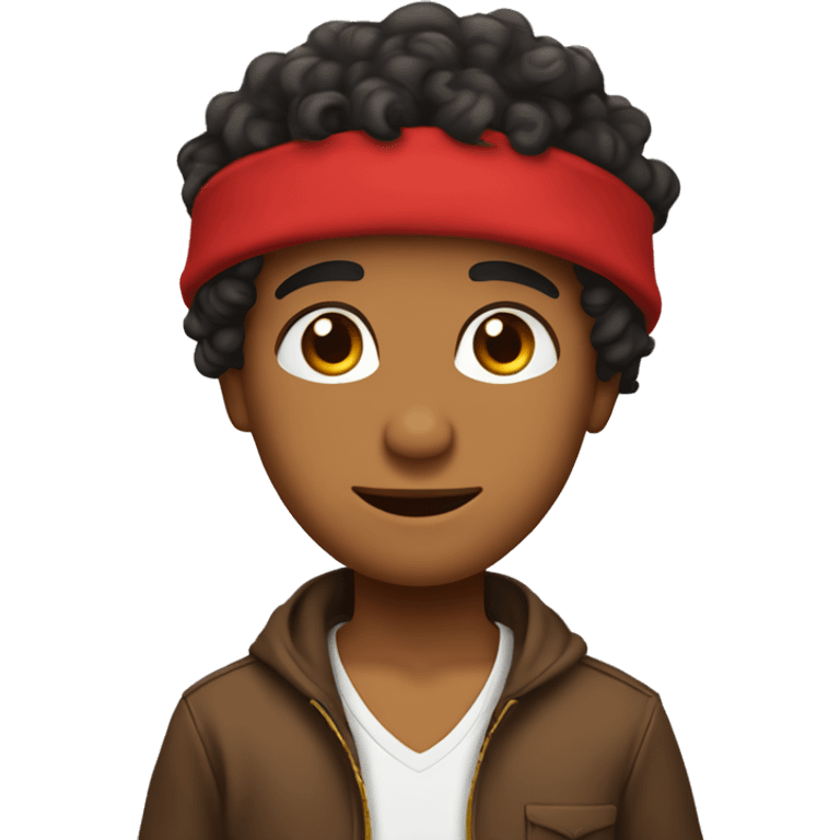 Punjabi Brown boy with curly hair and a red top and hat and gold chain emoji