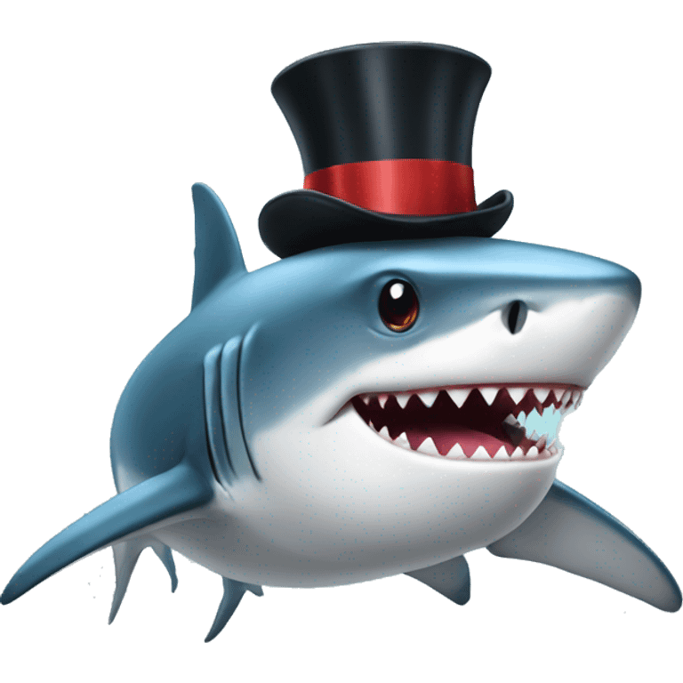 Shark with a top hat emoji