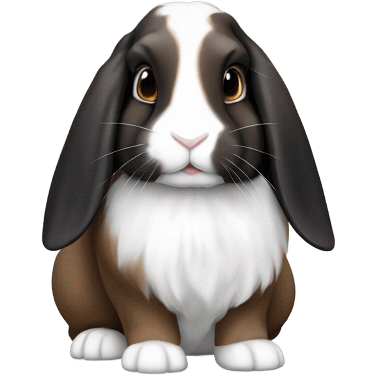 Brown black and white lop rabbit emoji