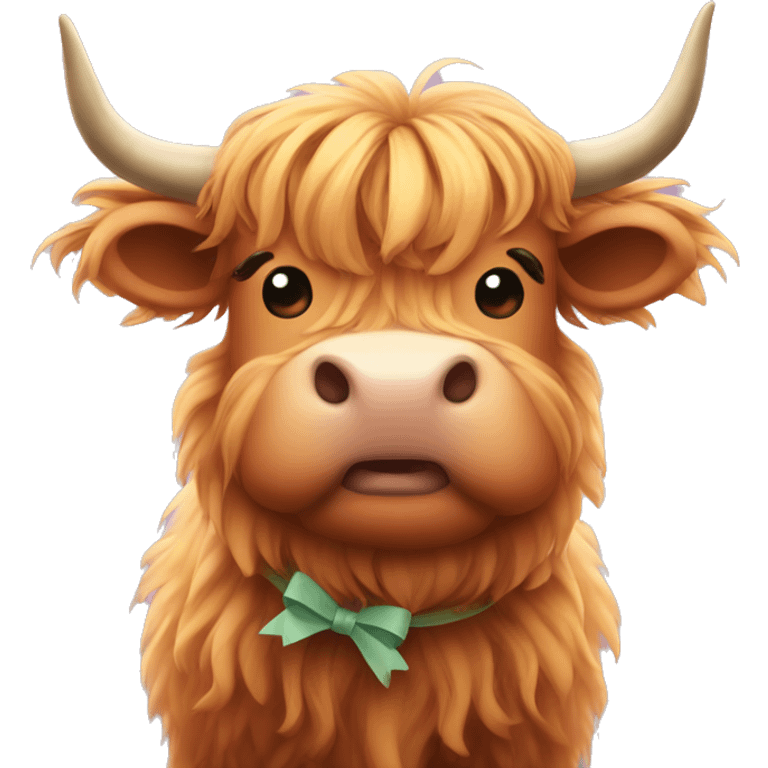 Kawaii highland cow with bows  emoji