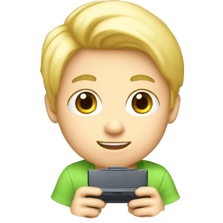 blonde boy playing nintendo ds emoji