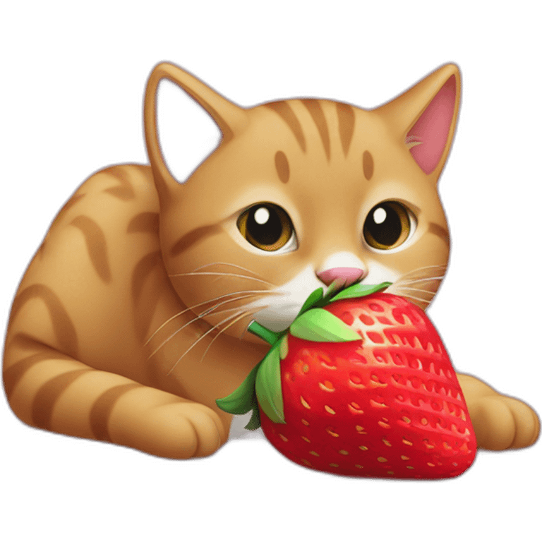 Cat eating strawberry emoji