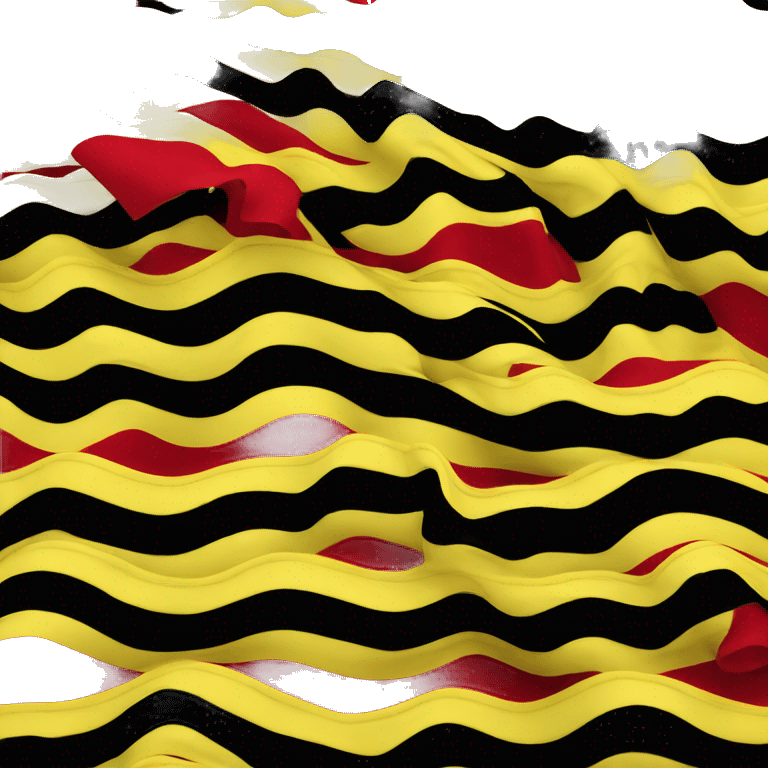 Wavy black and red flag with medium size yellow circle in the middle emoji