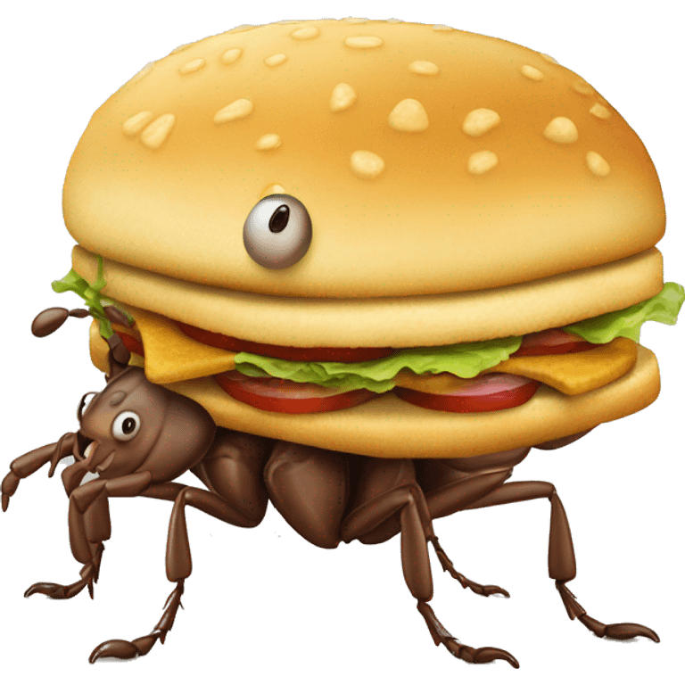 cockroach from spongebob holding a burger emoji