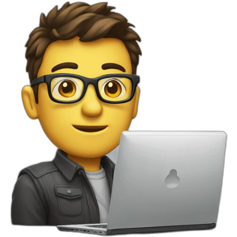 Geek devant son pc emoji