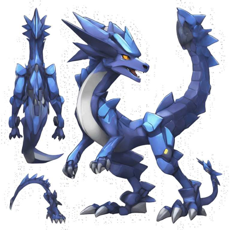  Edgy Shiny Futuristic Digimon-Fakemon-Reptile-Dragon-Sergal-Mecha full body emoji