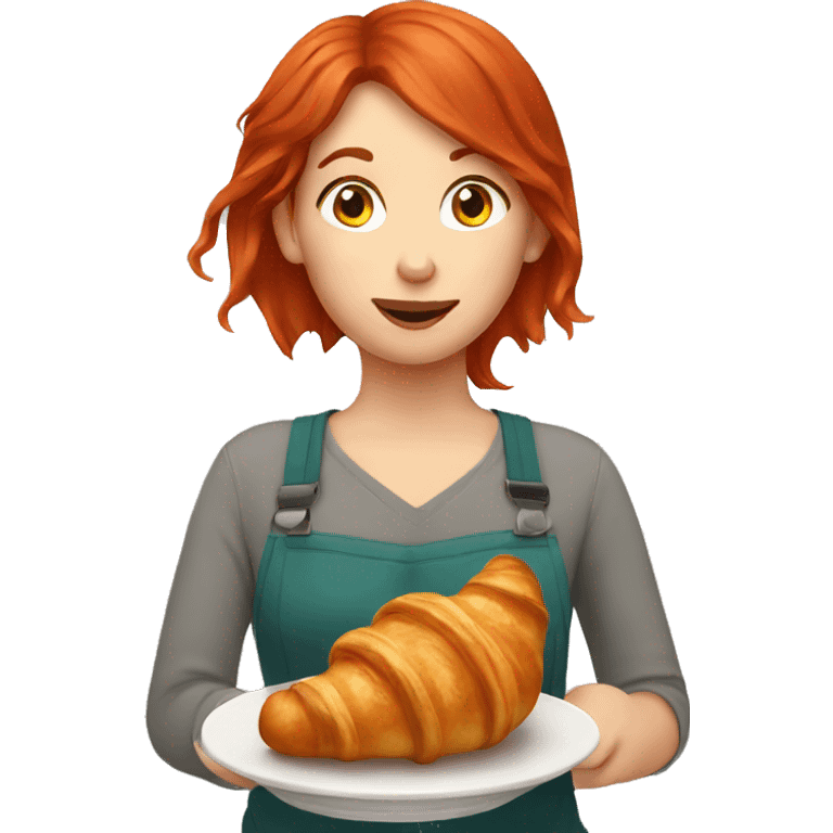 girl eating croissant with red hair  emoji