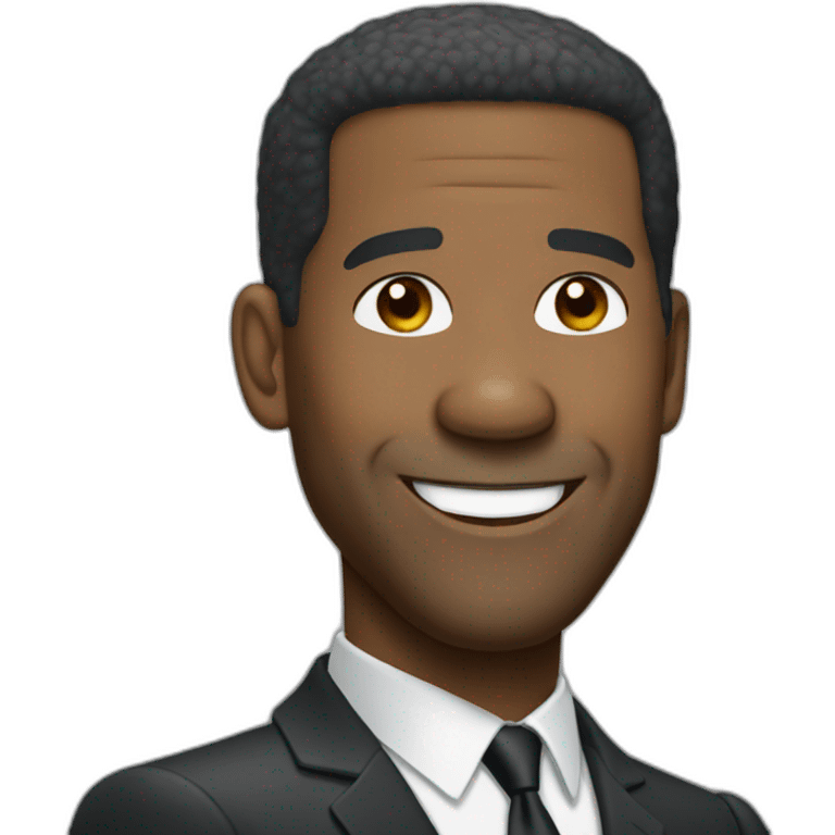 Denzel Washington smiling cartoon wearing suit emoji