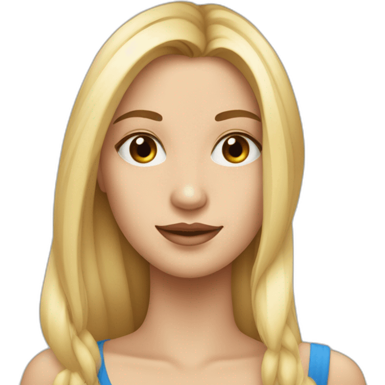 una chica rubia, pelo largo y liso, con ojos azules y piel blanca emoji