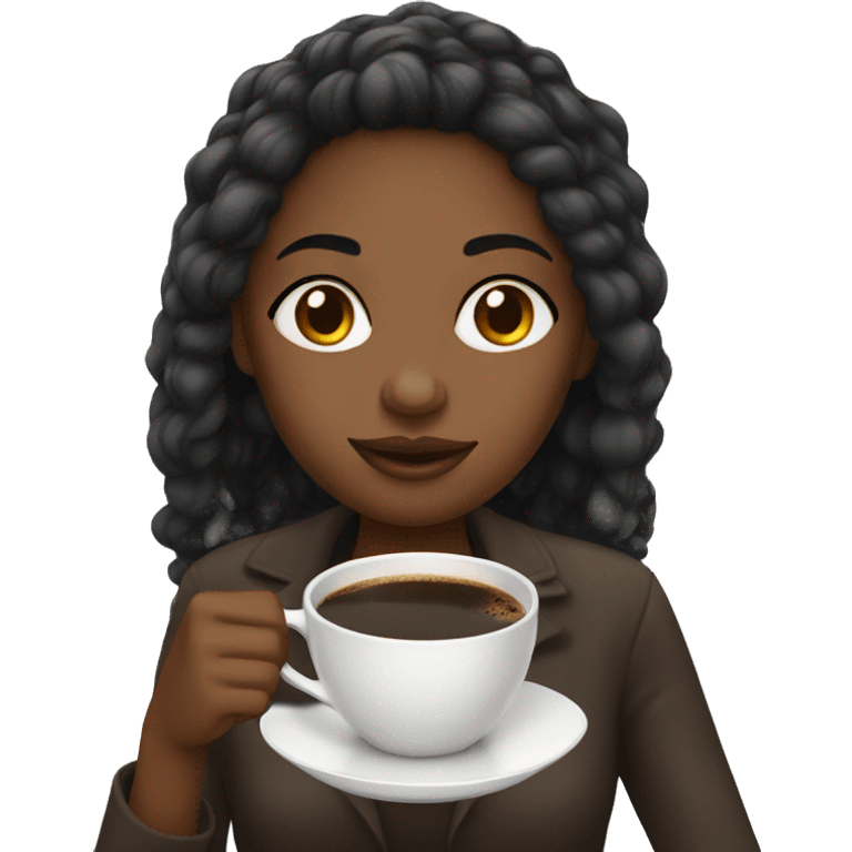 Black girl drinking coffee emoji