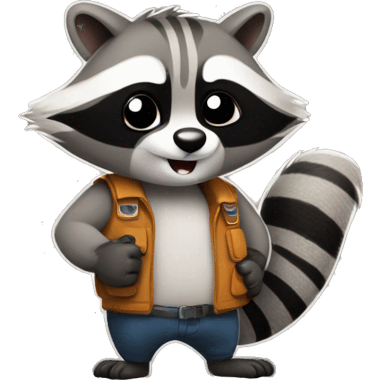 The raccoon gives a thumbs up emoji