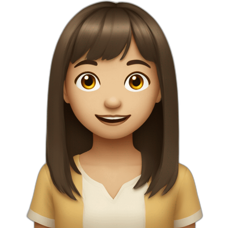 Filipino child girl young with short brown hair fringe slim lost on front tooth emoji