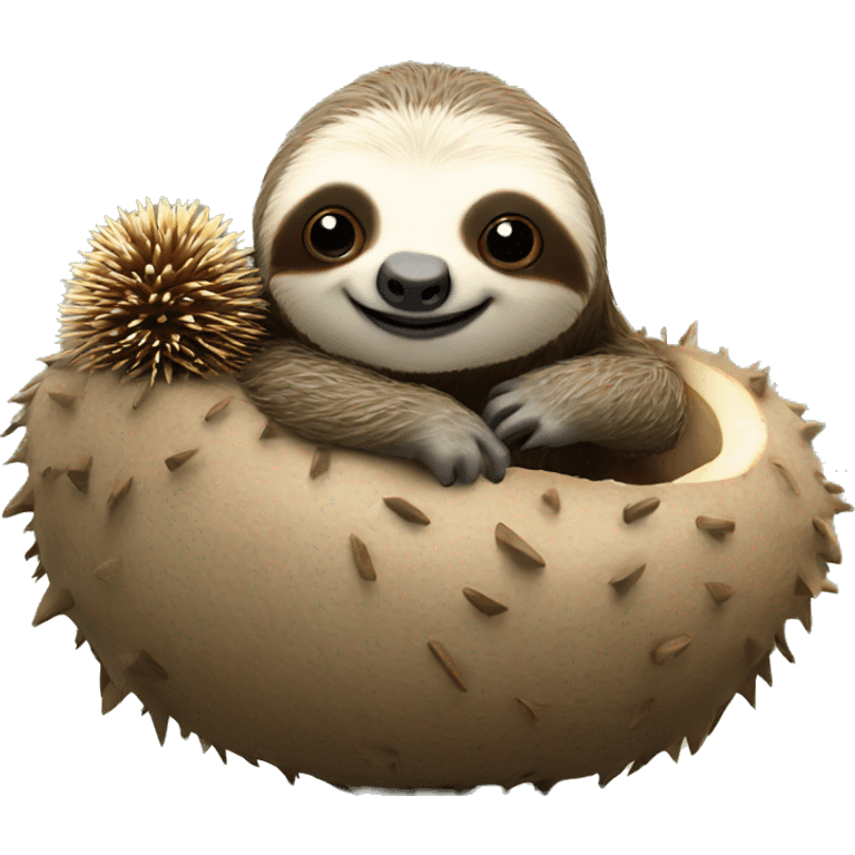 sloth with hedgehog 3D emoji